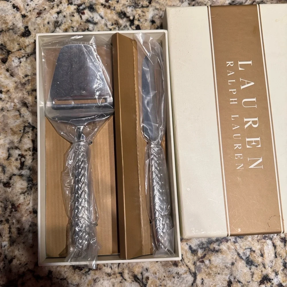 Lauren Ralph Lauren Equestrian Braid 2 piece cheese knife set New in box